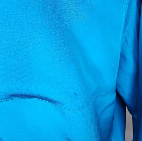 Vintage Eleanor P Brenner Silk Blouse Blue & Black Button Down Size Medium Flaws - Picture 13 of 14